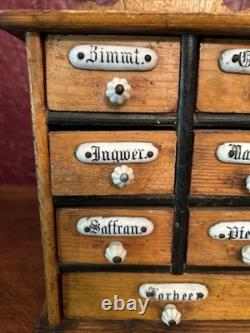 Vintage Antique Late 19th Century German Spice Cabinet, circa 1880-1900