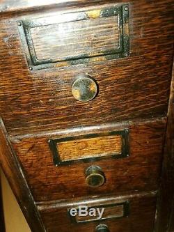 Vintage Antique Library Card Catalog Index 8 Drawer File Cabinet Dark Wood