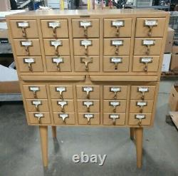 Vintage Antique Light Standard Wood Products Corp 30 Drawer Library Card Catalog