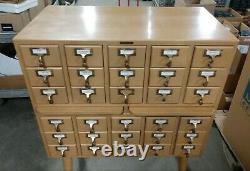 Vintage Antique Light Standard Wood Products Corp 30 Drawer Library Card Catalog