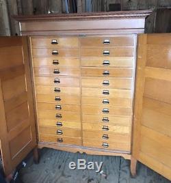 Vintage Antique Oak 24 Drawer Lawyers File Cabinet Apothecary Cupboard