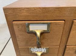 Vintage Antique Oak 4 Drawer Dovetailed Card Catalog Index File Counter Cabinet