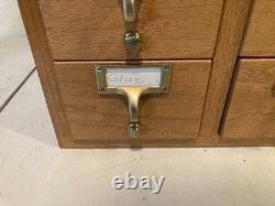 Vintage Antique Oak 4 Drawer Dovetailed Card Catalog Index File Counter Cabinet