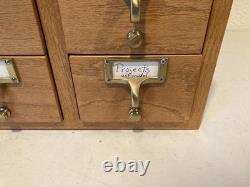 Vintage Antique Oak 4 Drawer Dovetailed Card Catalog Index File Counter Cabinet