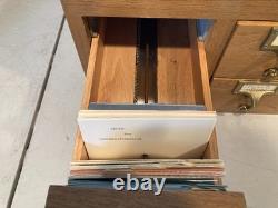 Vintage Antique Oak 4 Drawer Dovetailed Card Catalog Index File Counter Cabinet