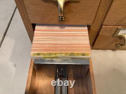 Vintage Antique Oak 4 Drawer Dovetailed Card Catalog Index File Counter Cabinet