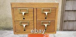 Vintage Antique Oak 4 Drawer LIBRARY CARD CATALOG Index File Counter Cabinet