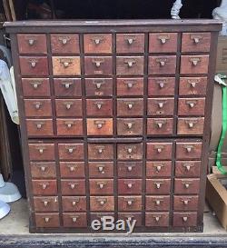 Vintage Antique Oak 60 Drawer Apothecary File Cabinet