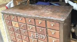 Vintage Antique Oak 60 Drawer Apothecary File Cabinet