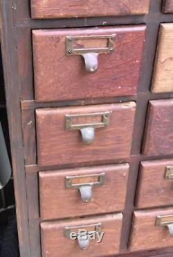 Vintage Antique Oak 60 Drawer Apothecary File Cabinet