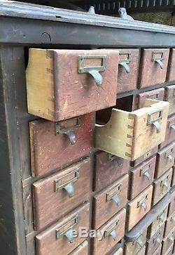 Vintage Antique Oak 60 Drawer Apothecary File Cabinet