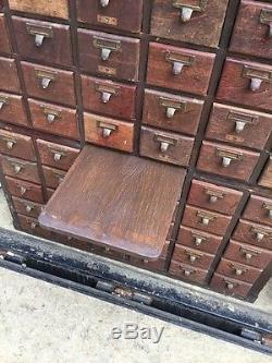 Vintage Antique Oak 60 Drawer Apothecary File Cabinet