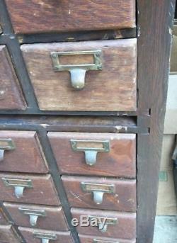 Vintage Antique Oak 60 Drawer Apothecary File Cabinet