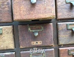 Vintage Antique Oak 60 Drawer Apothecary File Cabinet