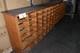 Vintage Antique Oak Apothecary Mail Station Storage Cabinet 78x18.5x44