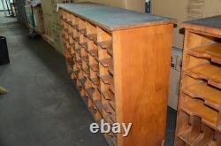 Vintage Antique Oak Apothecary Mail Station Storage Cabinet 78X18.5X44