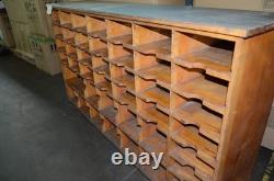 Vintage Antique Oak Apothecary Mail Station Storage Cabinet 78X18.5X44