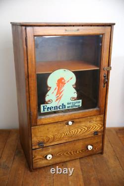 Vintage Antique Oak Display Case apothecary drawer Cabinet Batteries Flashlights