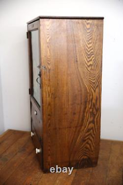 Vintage Antique Oak Display Case apothecary drawer Cabinet Batteries Flashlights