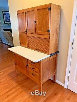 Vintage Antique Oak Hoosier Cabinet withFlour Bin, Tin Breadbox Drawer