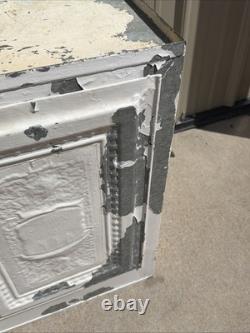 Vintage Antique Old Galvanized Steel Metal Bread Cake Safe Box Cabinet Cub board