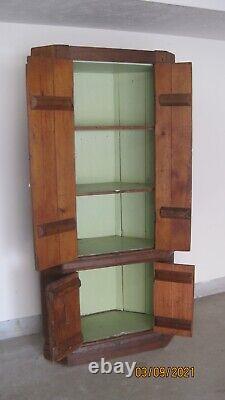 Vintage Antique Primitive Rustic 18 X 38 X 81 4 Door Corner Cabinet Cupboard