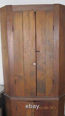 Vintage Antique Primitive Rustic 18 X 38 X 81 4 Door Corner Cabinet Cupboard