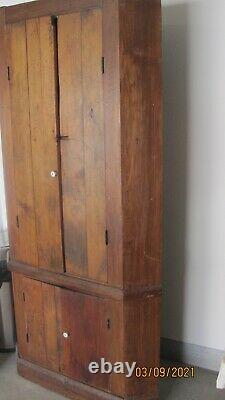 Vintage Antique Primitive Rustic 18 X 38 X 81 4 Door Corner Cabinet Cupboard