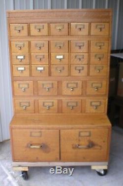Vintage Antique Rare Oak Library File Card Catalog Cabinet 8 Sections (Reduced)