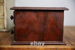 Vintage Antique Spool Cabinet apothecary wood drawer sewing box chest organizer