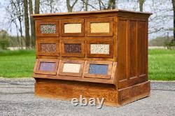 Vintage Antique Store Counter Seed Bin Cabinet Kitchen Island wood apothecary