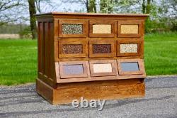 Vintage Antique Store Counter Seed Bin Cabinet Kitchen Island wood apothecary