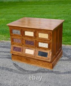 Vintage Antique Store Counter Seed Bin Cabinet Kitchen Island wood apothecary