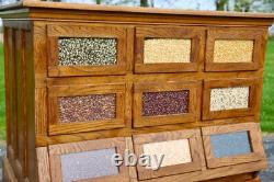 Vintage Antique Store Counter Seed Bin Cabinet Kitchen Island wood apothecary