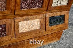 Vintage Antique Store Counter Seed Bin Cabinet Kitchen Island wood apothecary