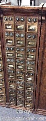 Vintage Antique US Post Office Oak Mail Box Unit W 24 Corbin Combination Locks