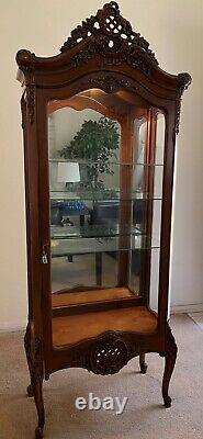 Vintage Antique Victorian glass Mirror curio display cabinet 71 tall