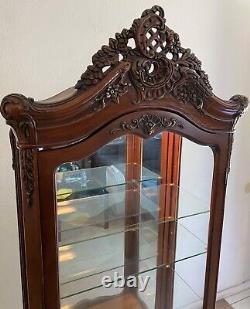Vintage Antique Victorian glass Mirror curio display cabinet 71 tall