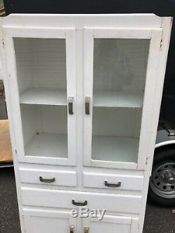 Vintage Antique White Kitchen Hoosier Cabinet Pantry