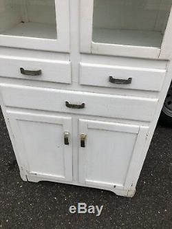 Vintage Antique White Kitchen Hoosier Cabinet Pantry