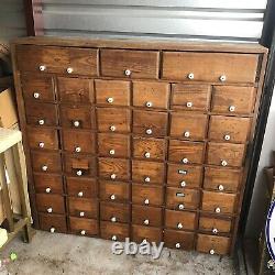 Vintage Apothecary Cabinet Wooden 38 Drawer Lee Grocery Salina 49 Tall 52 Wide