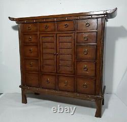 Vintage Apothecary Herbal Medicine Pagoda Cabinet Chest Asian Oriental Drawers