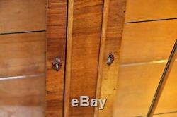 Vintage Art Deco Curio Display China Cabinet Cathedral Glass Doors Locking 1B