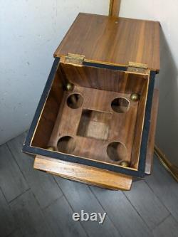 Vintage Art Deco English Regency Flip Top Cellarette Liquor Bar Rolling Cabinet