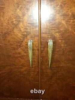 Vintage Art Deco Mid Century Hutch Cabinet Cupboard With Glass Doors Storage