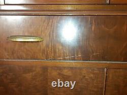 Vintage Art Deco Mid Century Hutch Cabinet Cupboard With Glass Doors Storage