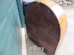 Vintage Art Deco Round Glass Front Curio Cabinet With Two Glass Shelves RARE RARE