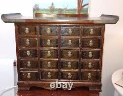 Vintage Asian Apothecary 20-Drawer Wooden Medicine Cabinet Made in Korea SOLID