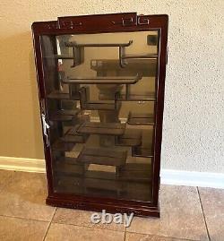 Vintage Asian Chinese Rosewood Wall Display Curio Cabinet With Key Beautiful