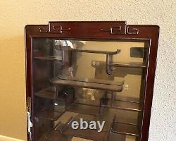 Vintage Asian Chinese Rosewood Wall Display Curio Cabinet With Key Beautiful